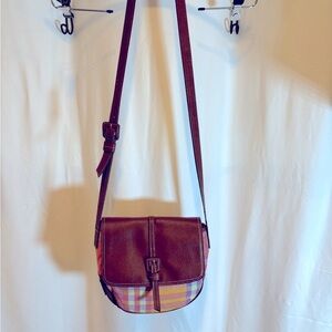 Pre- loved Liz Claiborne plaid crossbody bag, some discoloration on inside flap